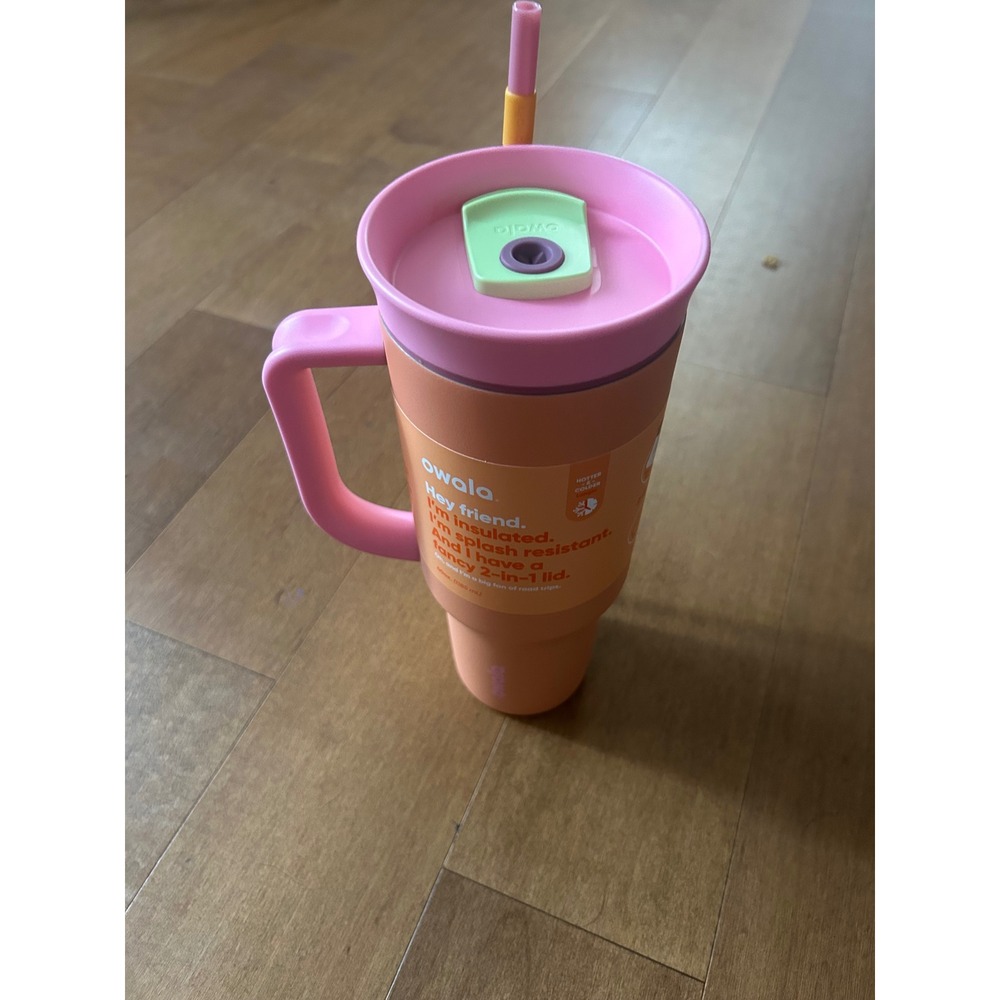 Owala 40oz Travel Tumbler Tangy Tango Pink Orange Insulated Cup 2-in-1 Lid NEW